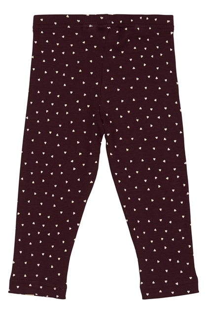 Petit Piao Legging Modal Heart - Dark Grape/White 